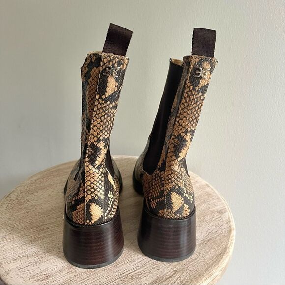 Sam Edelman Dasha Chelsea Leather Snake Print Boots Elastic Sides, 6.5 NWOB - Picture 9 of 12